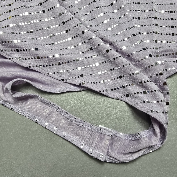 Iris lavender and silver sparkle long sleeve bodysuit women's plus size 3X - Picture 6 of 11